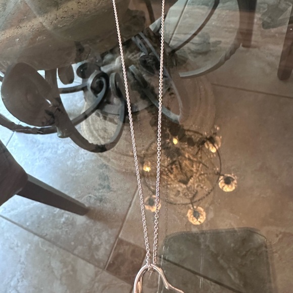 Tiffany & Co. Silver Large Open Heart Necklace Authentic Sterling Silver - Picture 3 of 15